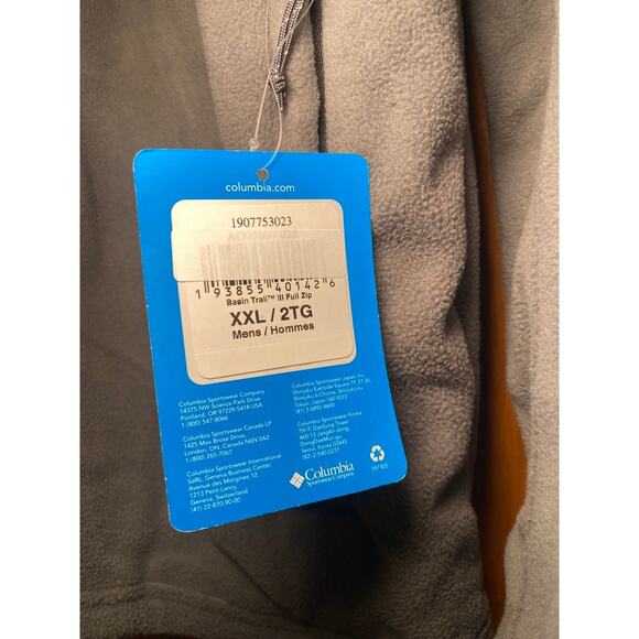 Columbia - Basin Trail Gray Fleece Jacket - Men's Size XXL Big and Tall - Picture 10 of 11